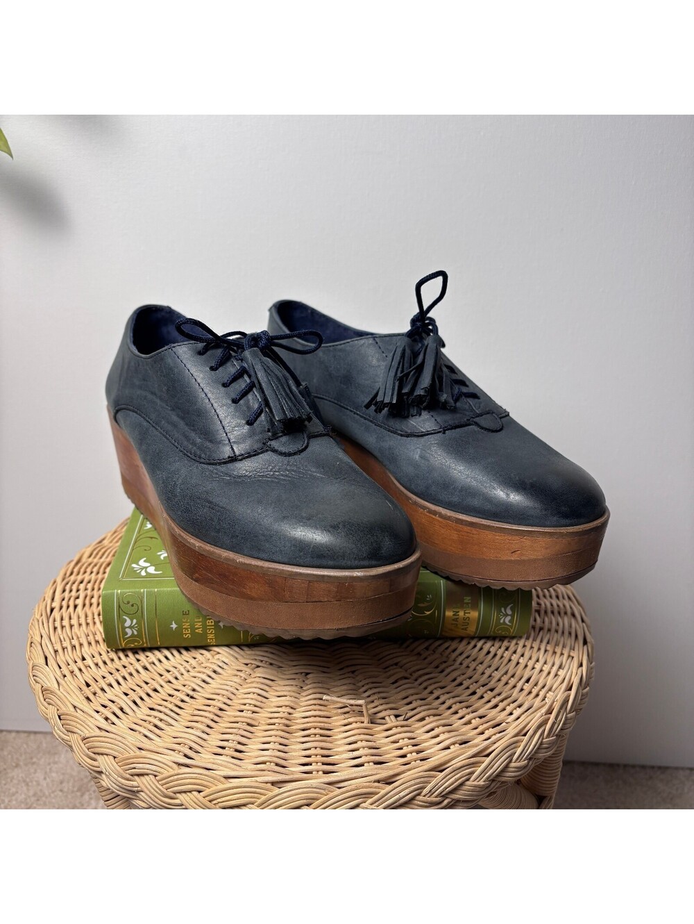 Five Worlds Blue Leather Platform Loafers - Picture 6 of 8